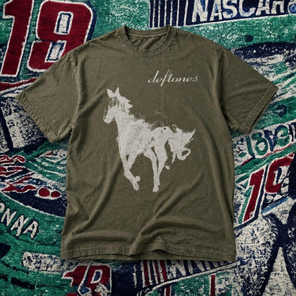Deftones Horse Graphic Tee Military Green Unisex Shirt